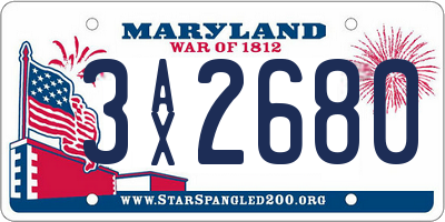 MD license plate 3AX2680