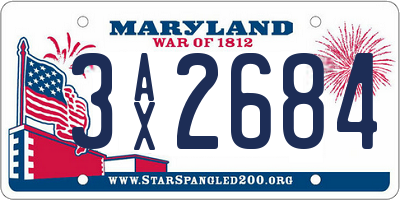 MD license plate 3AX2684