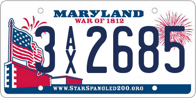 MD license plate 3AX2685