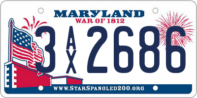 MD license plate 3AX2686