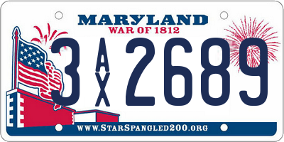 MD license plate 3AX2689