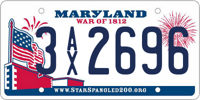 MD license plate 3AX2696