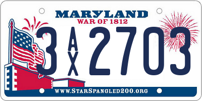 MD license plate 3AX2703