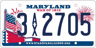 MD license plate 3AX2705