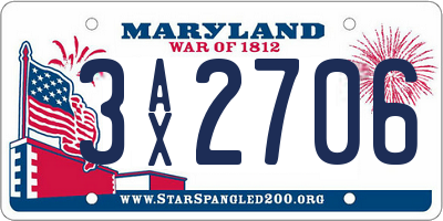MD license plate 3AX2706