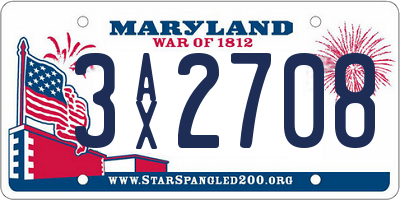 MD license plate 3AX2708