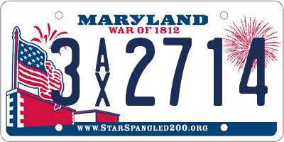 MD license plate 3AX2714