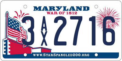 MD license plate 3AX2716