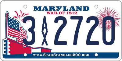 MD license plate 3AX2720