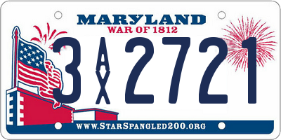 MD license plate 3AX2721