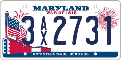 MD license plate 3AX2731
