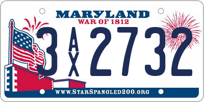 MD license plate 3AX2732