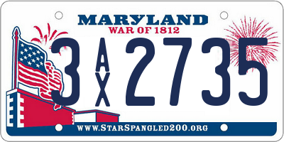 MD license plate 3AX2735