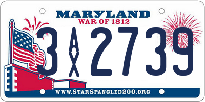 MD license plate 3AX2739