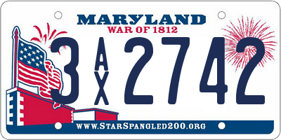 MD license plate 3AX2742