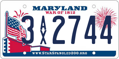 MD license plate 3AX2744