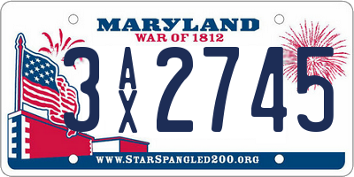MD license plate 3AX2745