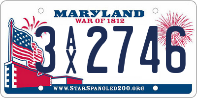 MD license plate 3AX2746