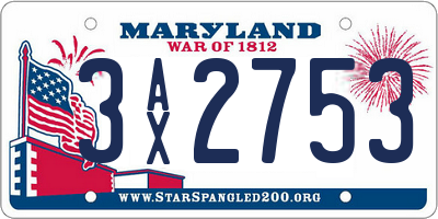 MD license plate 3AX2753
