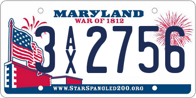 MD license plate 3AX2756