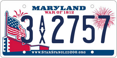 MD license plate 3AX2757