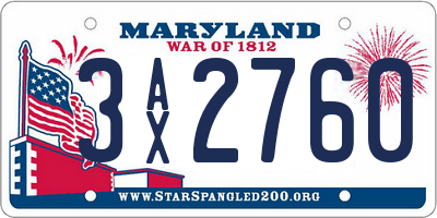 MD license plate 3AX2760