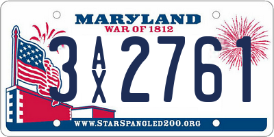 MD license plate 3AX2761