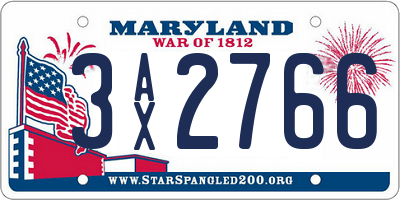 MD license plate 3AX2766