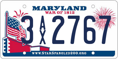 MD license plate 3AX2767
