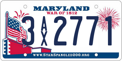 MD license plate 3AX2771