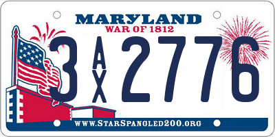 MD license plate 3AX2776