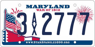 MD license plate 3AX2777
