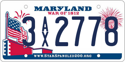MD license plate 3AX2778