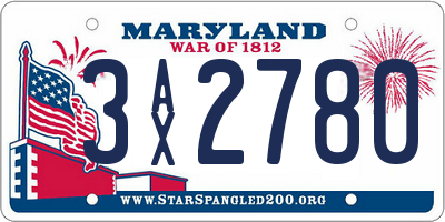 MD license plate 3AX2780