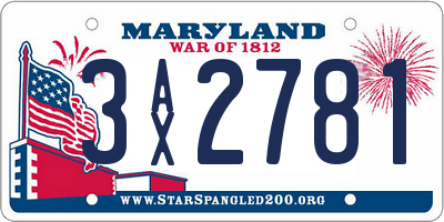 MD license plate 3AX2781