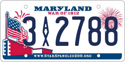 MD license plate 3AX2788