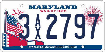 MD license plate 3AX2797