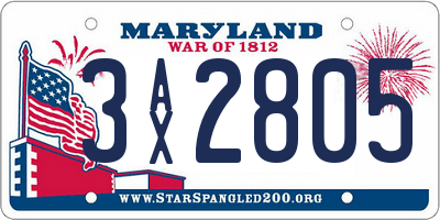 MD license plate 3AX2805