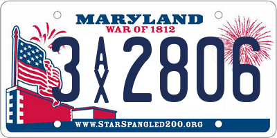 MD license plate 3AX2806