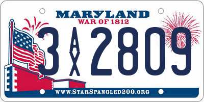 MD license plate 3AX2809