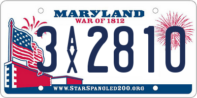 MD license plate 3AX2810