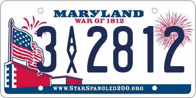MD license plate 3AX2812