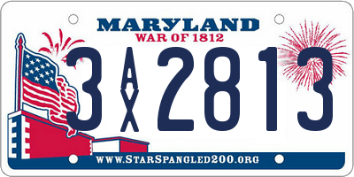 MD license plate 3AX2813