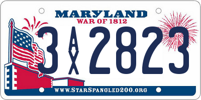 MD license plate 3AX2823