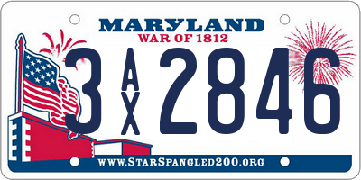 MD license plate 3AX2846