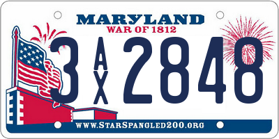 MD license plate 3AX2848