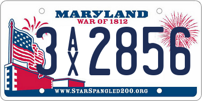MD license plate 3AX2856