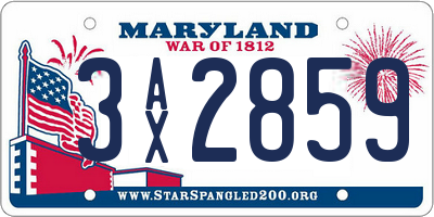 MD license plate 3AX2859