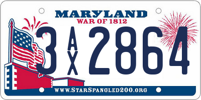 MD license plate 3AX2864