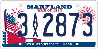 MD license plate 3AX2873